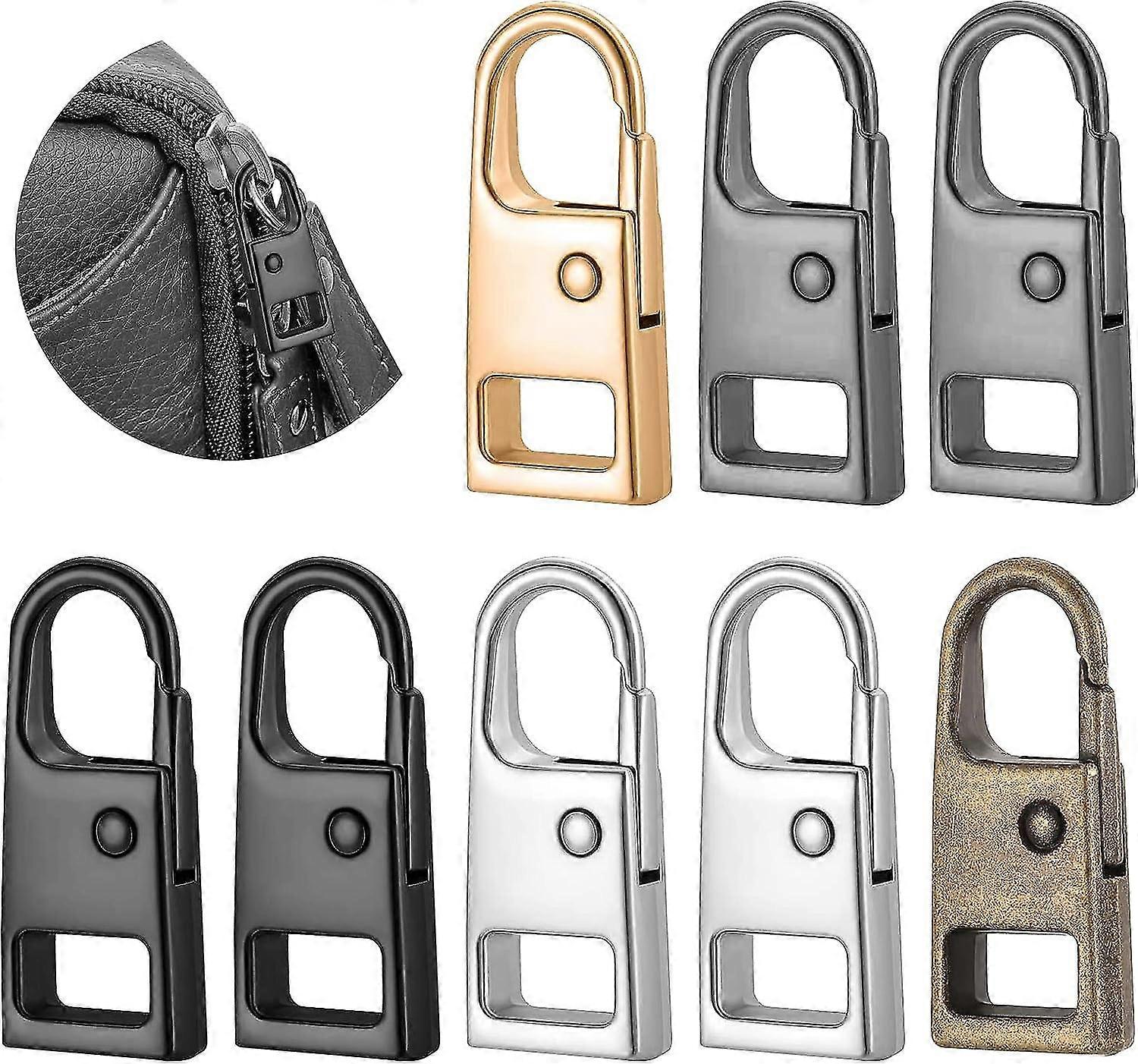 8 Pieces Zipper Pull Replacement Repair Kit, Universal Detachable Zipper Pull Head Replacement