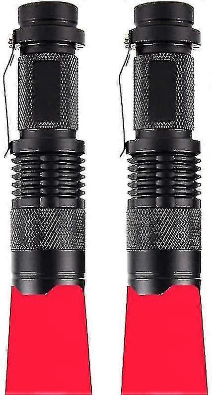2 Pack Red Light Torch, Mini Red Flashlight Zoomable Signal Torches Waterproof-