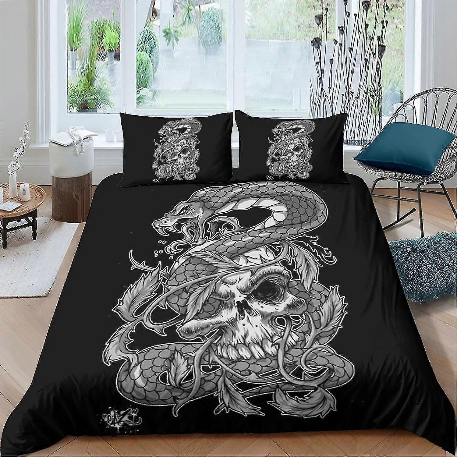 o3426 Lakens skelet Dekbedovertrek Cover Set3D abstracte kunst Printing Thema Beddengoed Set, Zachte Microfiber abstracte kunst Beddengoed Set voor Tiener 3 Stuksvoor