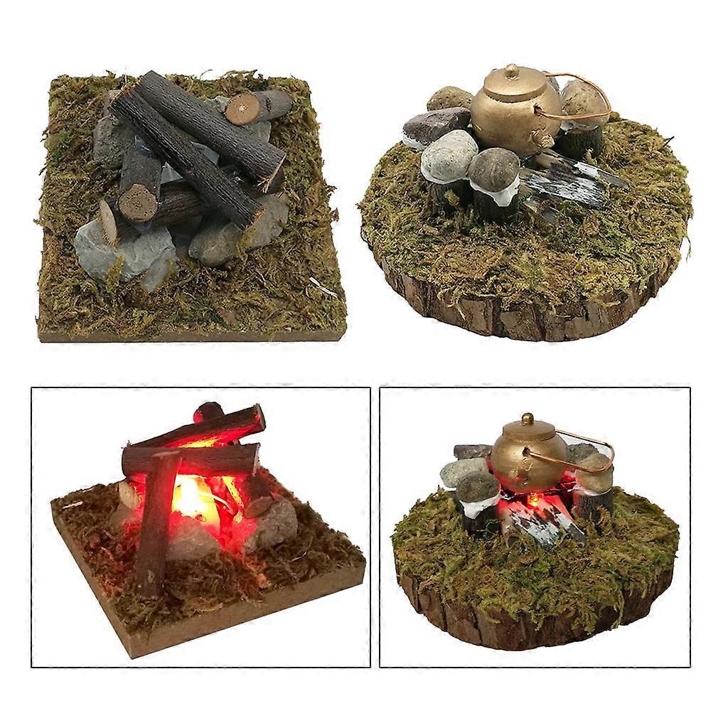 1/12 Scale Dollhouse Miniature Rural Style Bonfire Model Decor Accessory