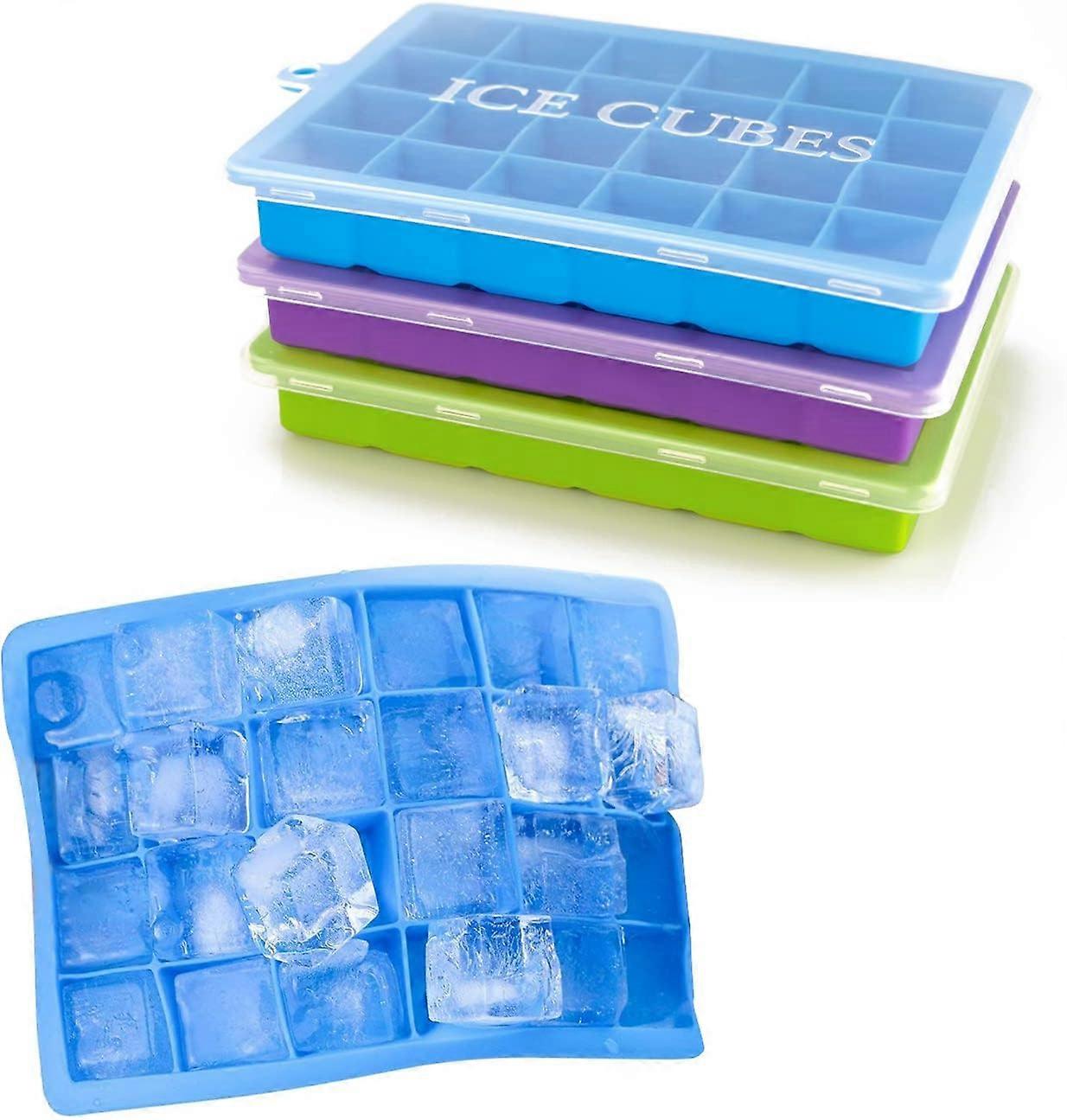 Silicone Ice Cube Trays 3 Pc,with Removable Lid Easy,Release Flexible Ice Molds
