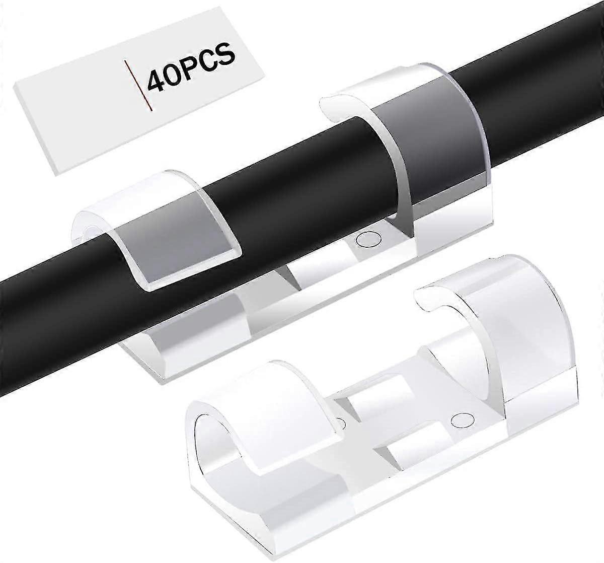 Self-adhesive Cable Clips - Pack Of 40, Transparent