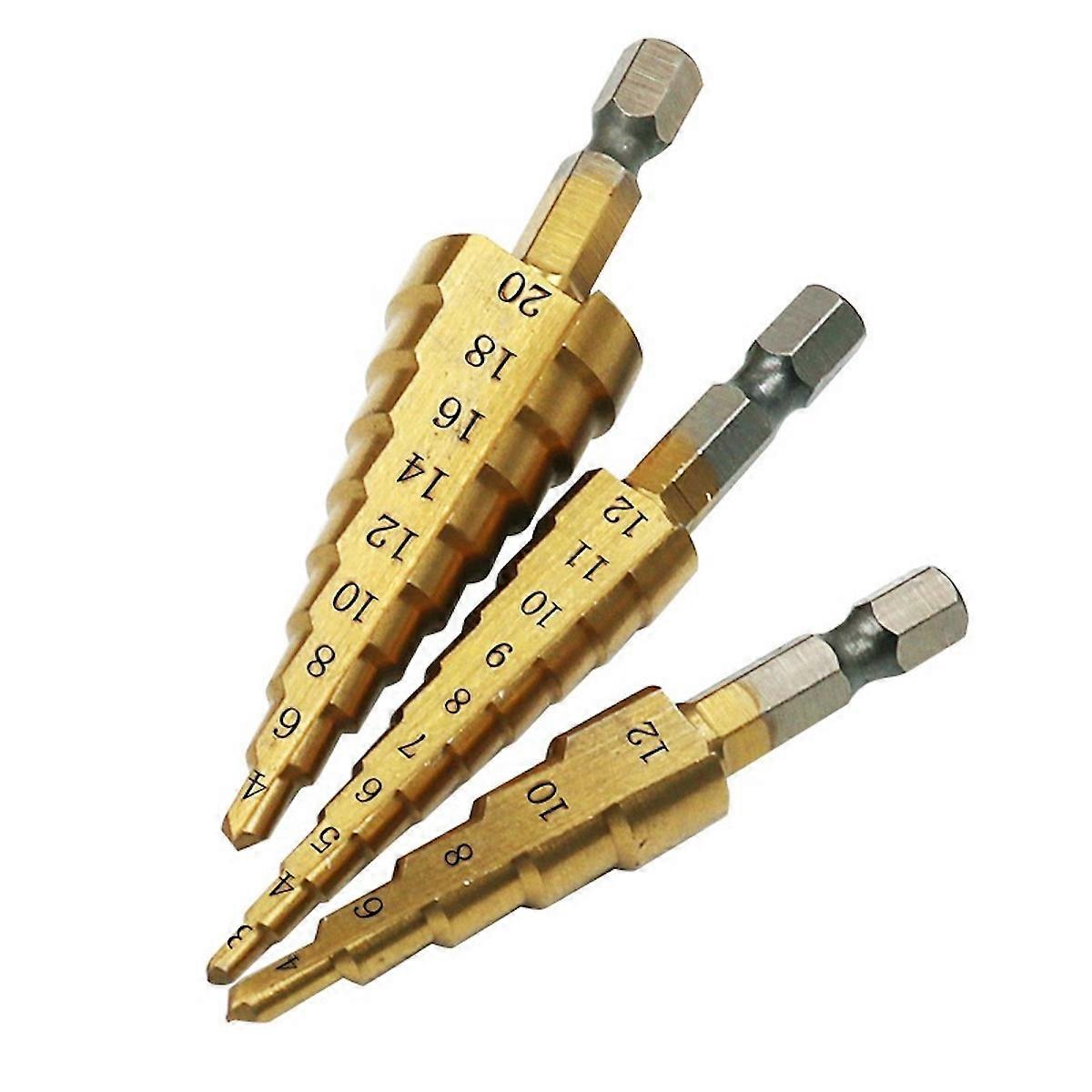 3Pcs Small Metric Hexagon Pagoda Drill Metal Bit Multi - function Tool Bench Step Tower