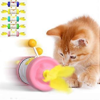 Bjxy Pet Cat Toy Rolling Wheel Funny Cat Tumbler Cat Pet Feather Toy Stick Cat Toypink