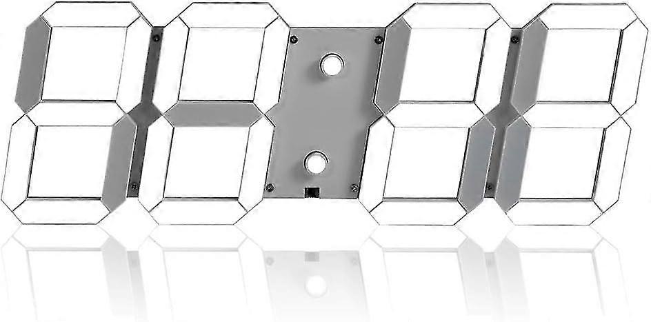 Simple Creative Office Creative Alarm Clock Multi-function 3d Stereo Digital LED Wall Clock Remote Control Photosensitive Clock (Color : White)