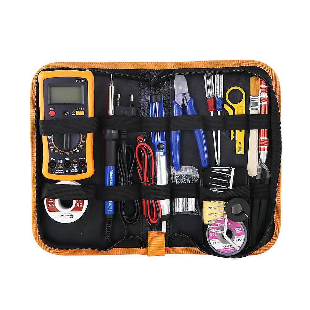Adjustable Temperature Soldering Iron 60W / 80W Digital Display 110V 220V Electric Solder Iron Welding Tools Bag Multimeter Kit
