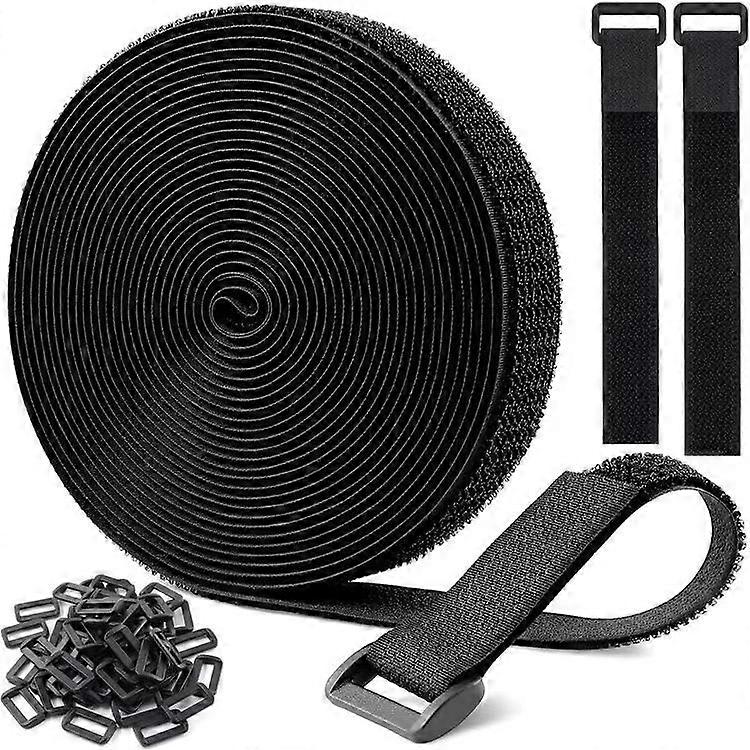 10m Hook And Loop Tape With 50 Buckle, Free Cut Length Hook And Loop Cable Ties Gift