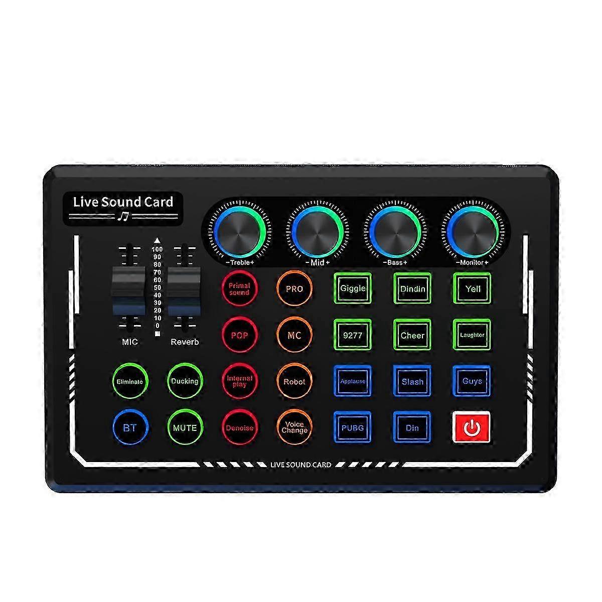 V88 Audio Mixer Usb External Sound Card Headset Microphone Live Broadcast Sound Card For Mobile Phone Computer Black