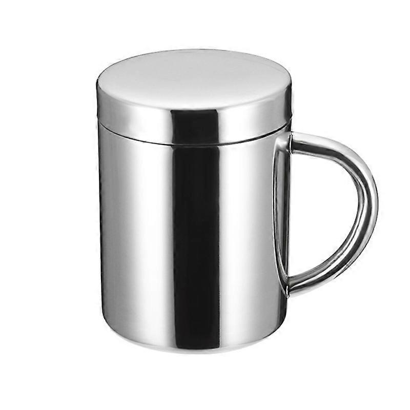 210ML/280ML/400ML Coffee Mug Double Wall Multi-usage Anti-slip Mirror Polishing Coffee Mug Cup with Lid for Home