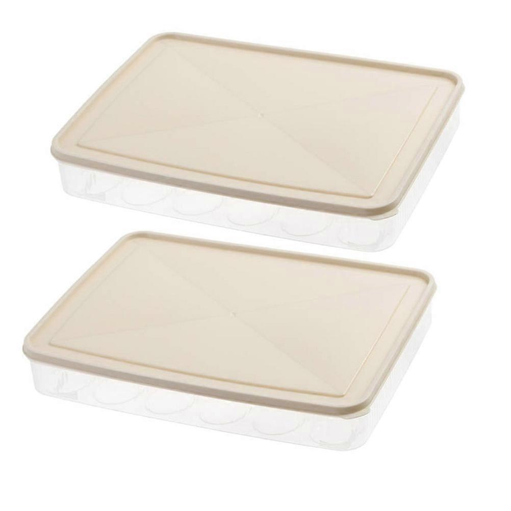 2pcs Stackable Egg Storage Container Fridge Egg Holder 24 Grid Egg Case Plastic Egg Tray