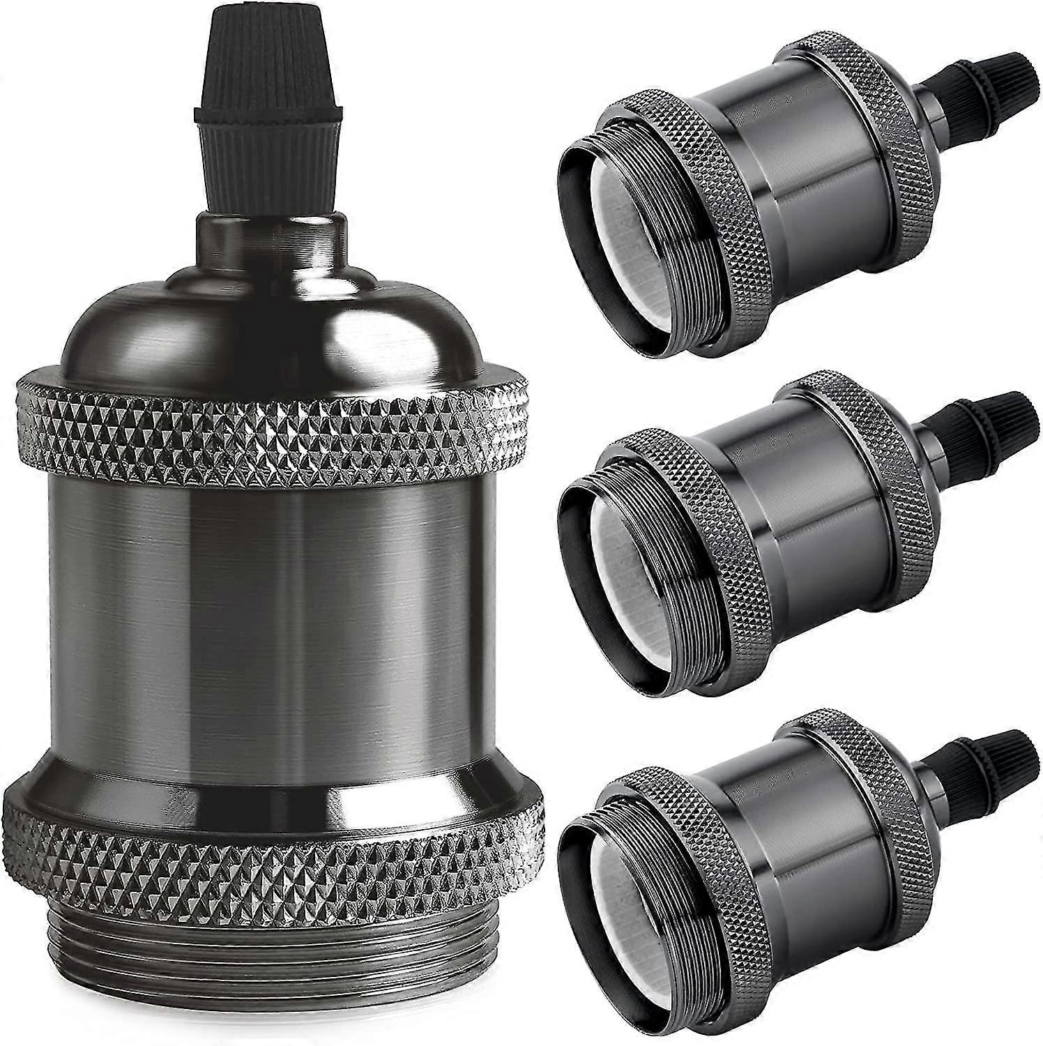 Vintage E27 Lamp Socket, Edison Retro Pendant Lamp, Solid Ceramic Adapter, 4 Pieces Black Pearl Socket