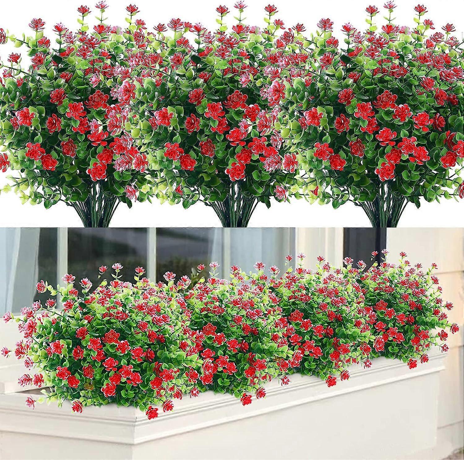 LINCMAN 6 Bundles Artificial Flowers Outdoor Fake Flowers for Decoration UV Resistant No Fade Faux P