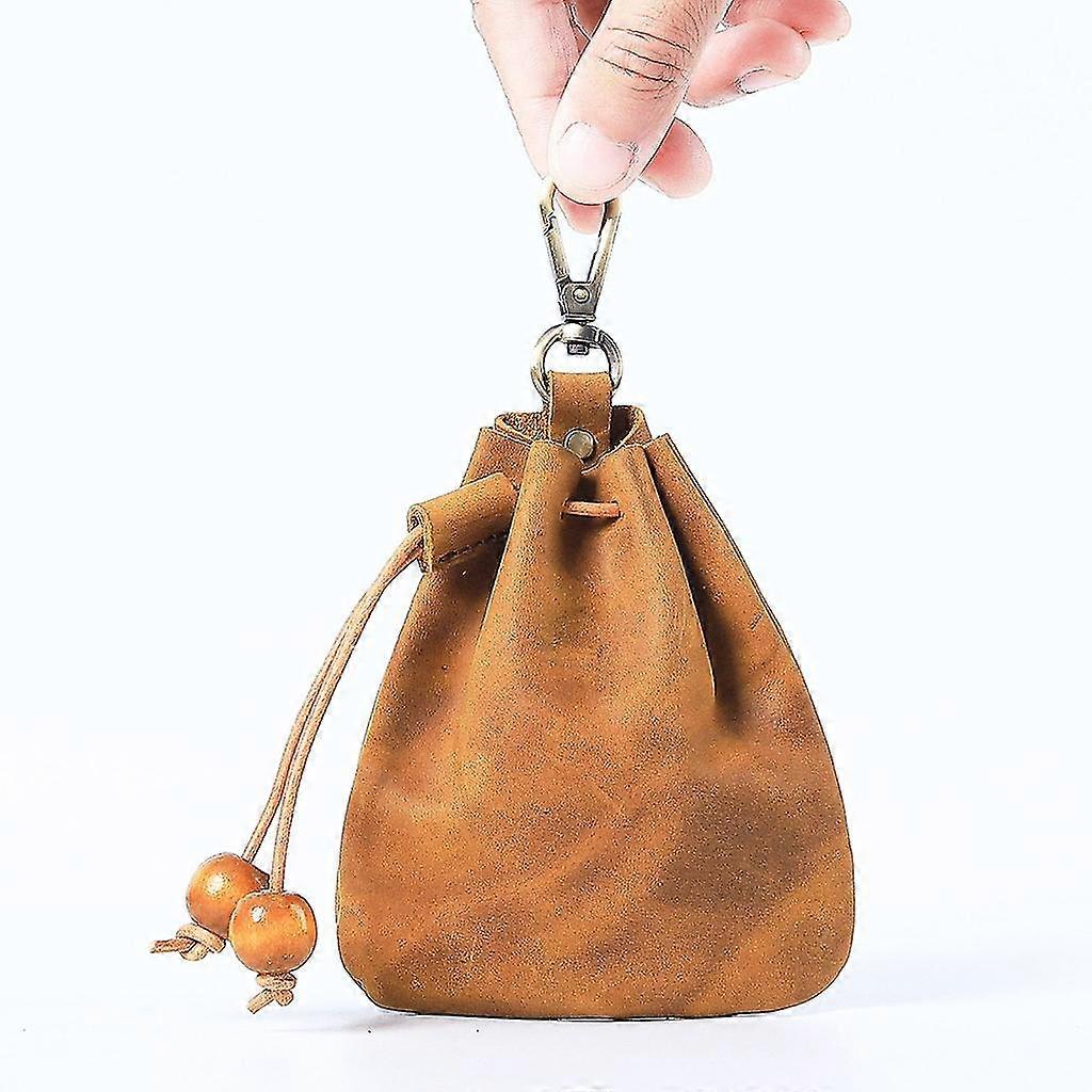 Leather Drawstring Pouch Coin Bag Medieval Belt Pouches For Men