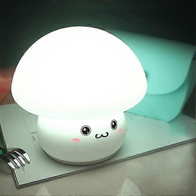 1pc Cute Mushroom Shaped Lamp with 7 Color Change USB Rechargeable Silicone Bedside Lamp