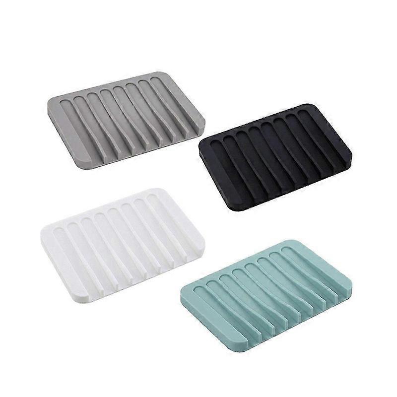 12 قطعة أطباق صابون ذاتية التصريف ، حامل صابون تجفيف الشلال للحمام (أبيض ، رمادي ، أسود ، جري