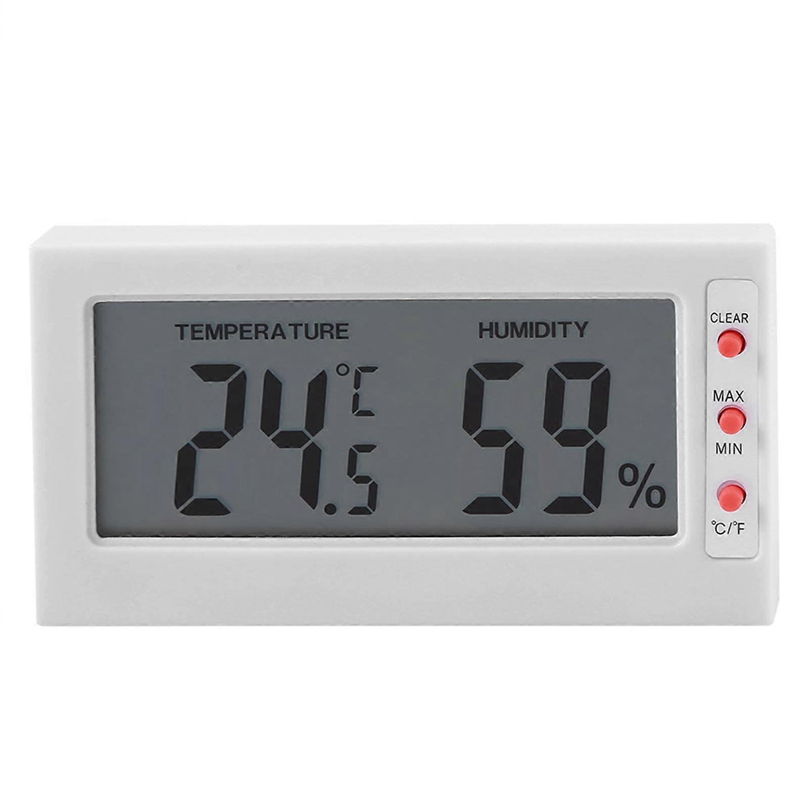 Digital Therometer Hygrometer Temperature Humidity Meter Large LCD Display Max/Min Record White