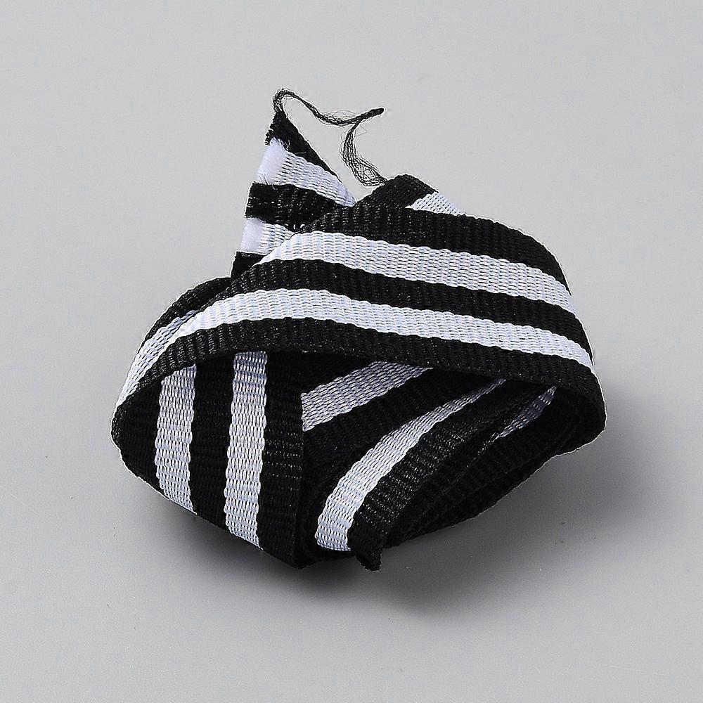 Polyester Stripe Ribbons Garment Accessories White Black 3/8 inch(10mm)