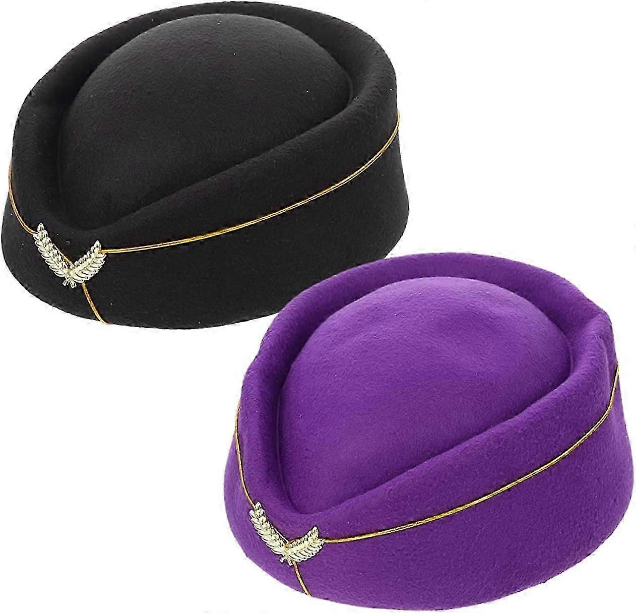 2 stk. stewardesse Basken hat sort dekoration kostume tilbehørsort+lilla