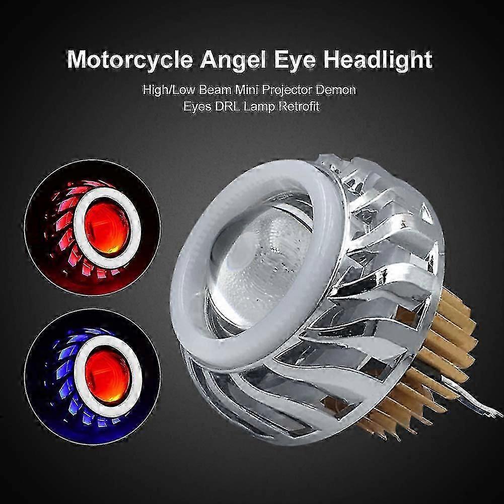 Car Motorcycle Headlight Led Angel Devil Eyes Headlight 12v-80v Projector Lens High/low Beam Strobe Spotlight Drl Lamp