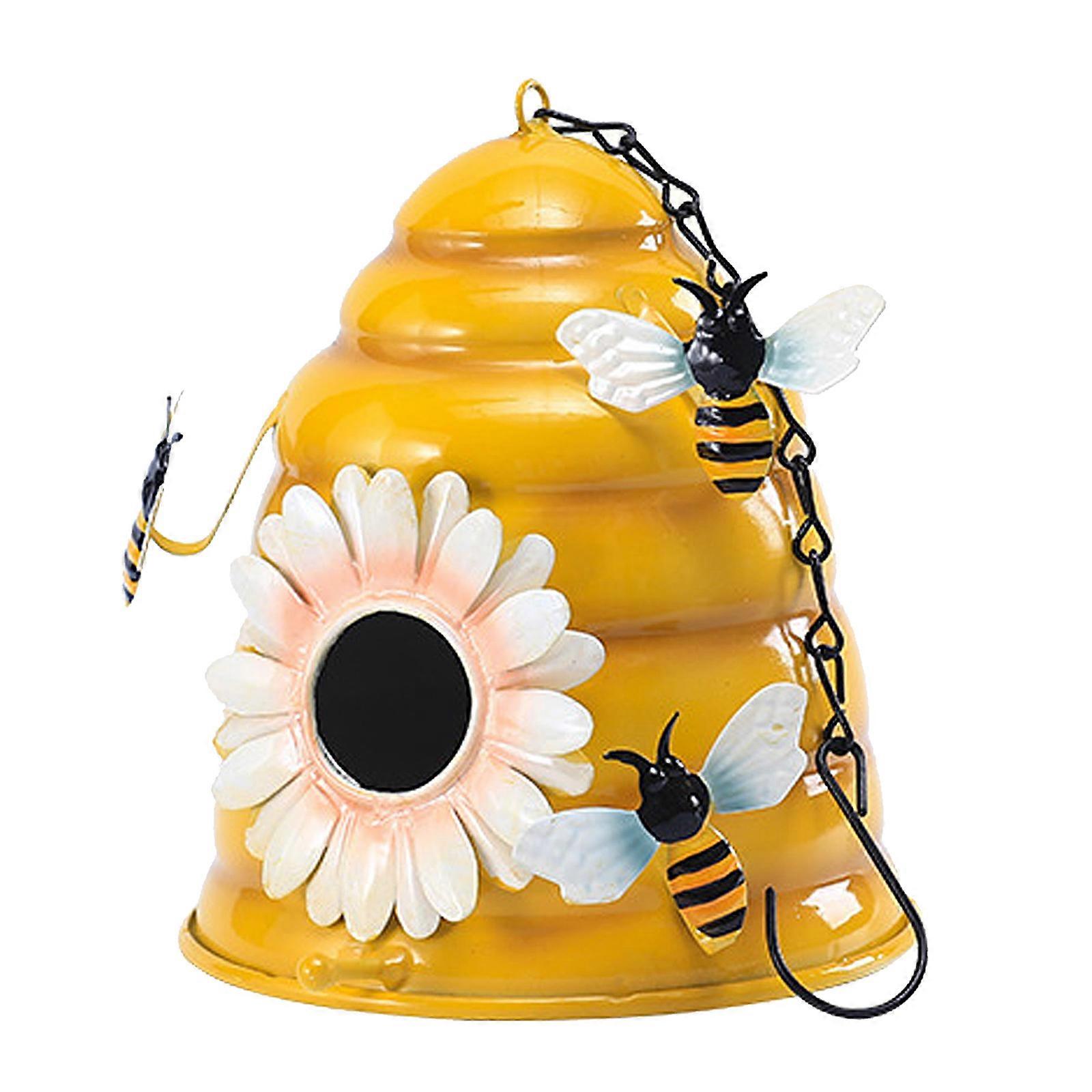 Bee Birdhouse - Garden Decor, Iron Material 14.4*16.5cm, 4cm