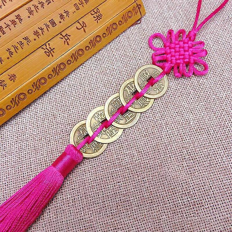1X Chinese Knot Feng Shui Wealth Success Copper Coins Lucky Charm Home Car Decor