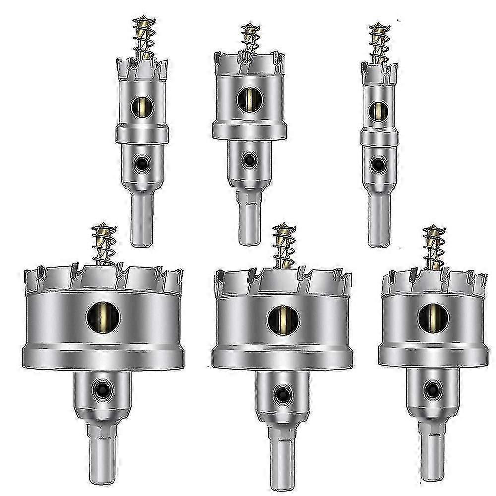 6 قطع Tct 16-60mm منشار ثقب سبائك كربيد - قاطع معدني - مثقاب سبيكة - مثقاب معدني متعدد الأسنان من الفولاذ المقاوم للصدأ مثقاب معدني سبائك ثقب سبائك صناعية - J