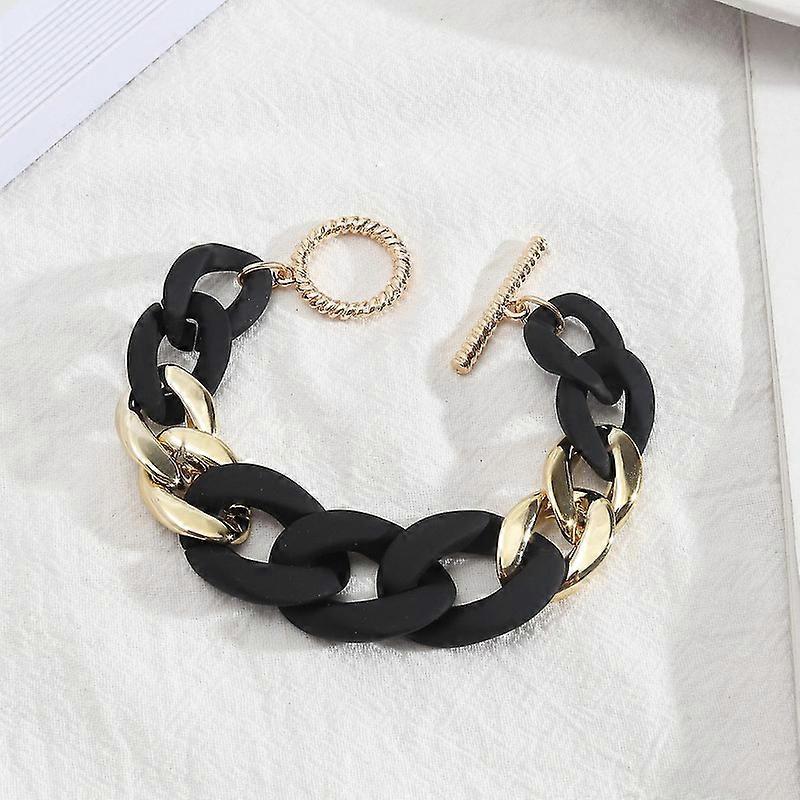 Chunky Acrylic Paperclip Chain Bracelet Minimalist Colorful Resin Thick Cuban Link Toggle Bracelet