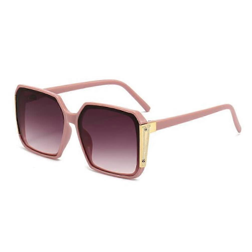 Oversized Square Sunglasses - Pink Frame with Gradually Gray Flakes