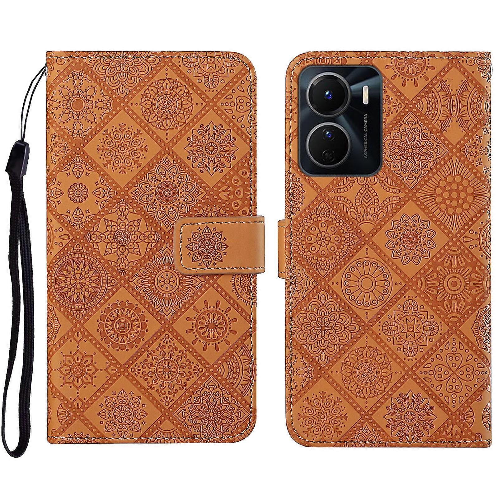 For vivo Y16 Ethnic Style Embossed Pattern Leather Phone Case