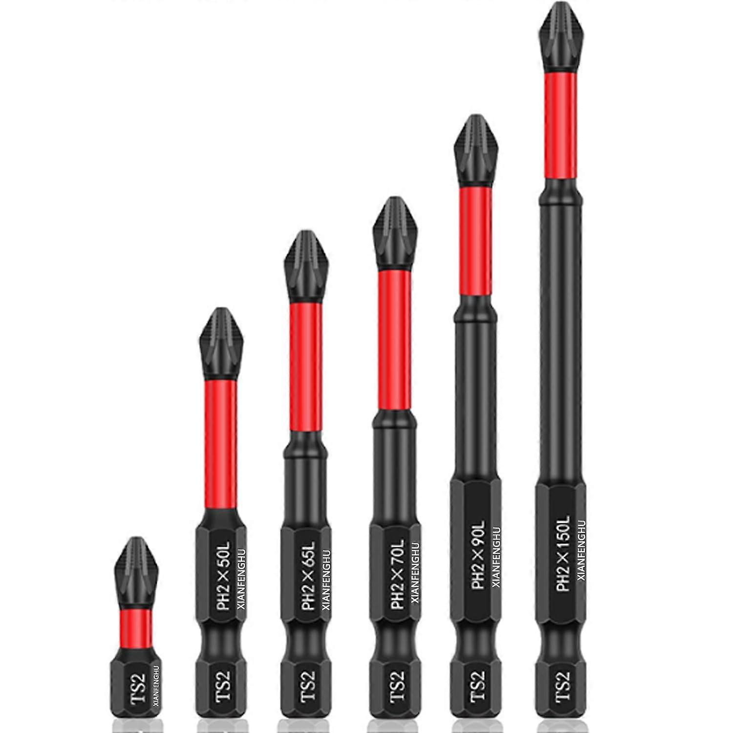 Magnetic screwdriver lice, shift preventive pH2 screwdriver extension bit set, 1/4 'six'