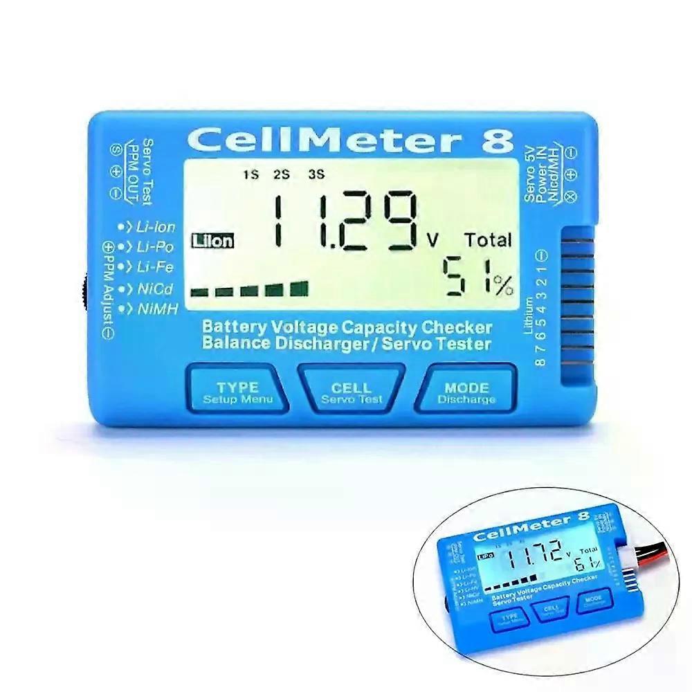 LCD Digital Rechargeable RC Capacity Controller CellMeter 8 Digital Life Li-ion Nicd NiMH Battery Voltage Meter Checking