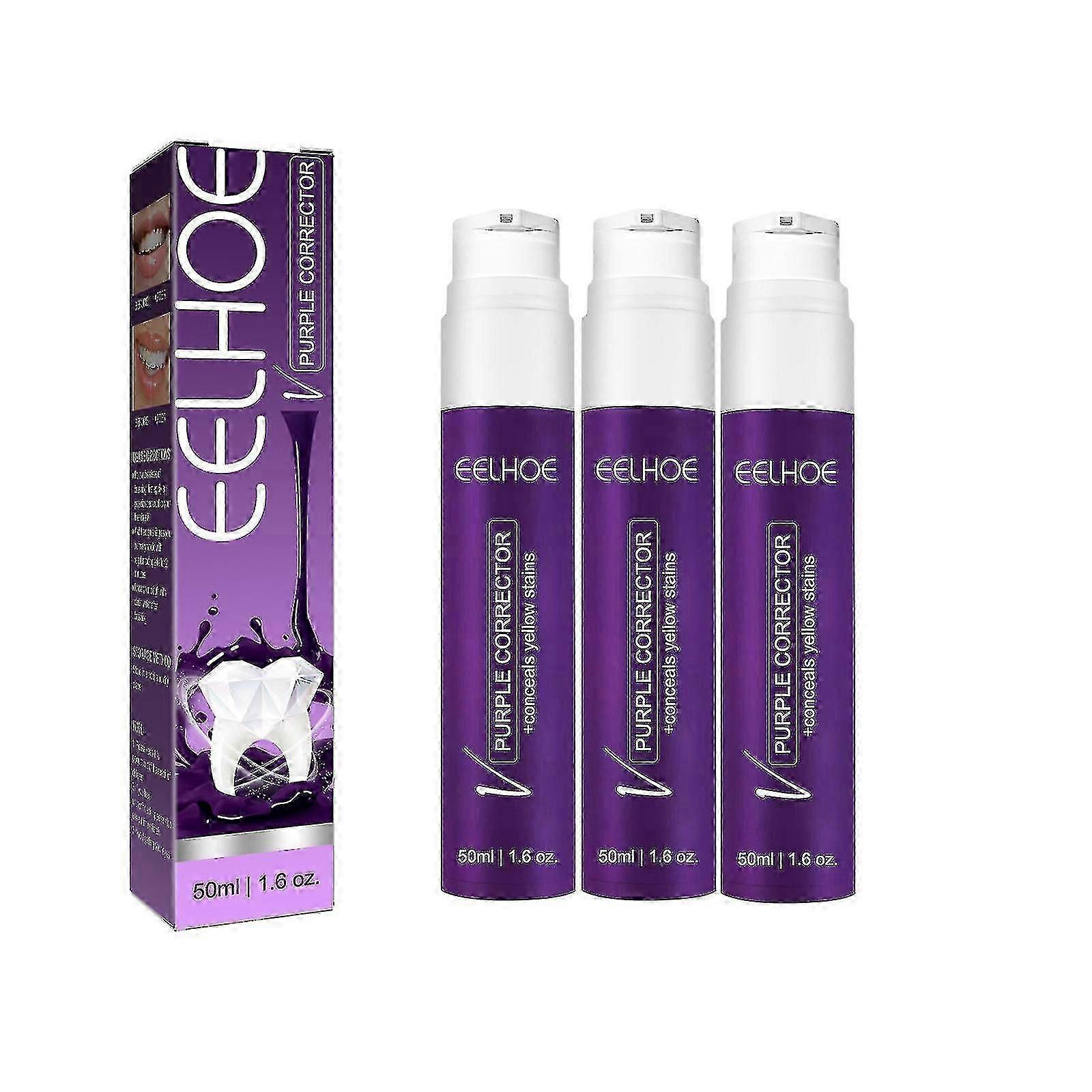 3pcs V34 Purple Teeth Whitening Toothpaste Teeth Whitening Toothpaste Correct Color Remove Stains Improve Brightness Generic 50ml