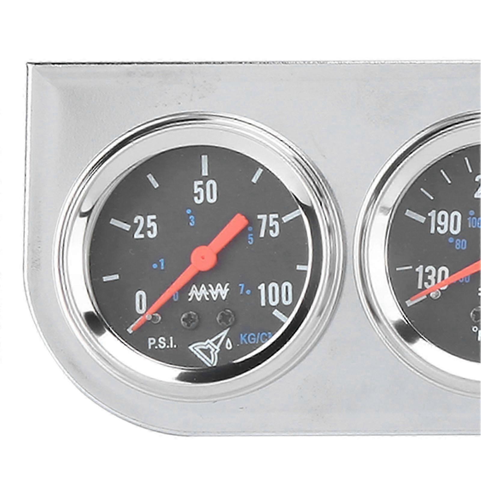 Juego de triple indicador 3 en 1 Temperatura del agua 3 en 1 Medidor de amperaje de presión de aceite universal para camión de barco de automóvil de 12 V f26