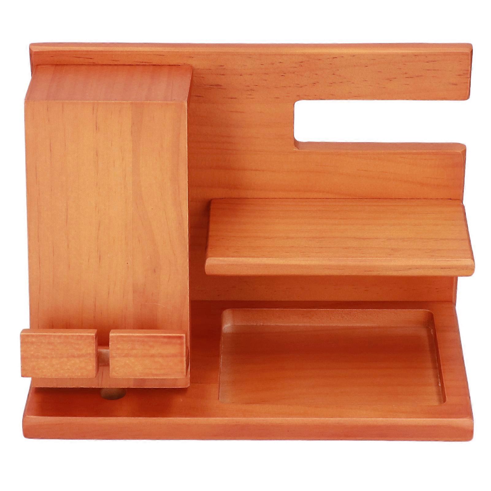 Wood Wallet Watch Holder Retro Decorative Phone Docking Station For Living Room, Study Room, Office