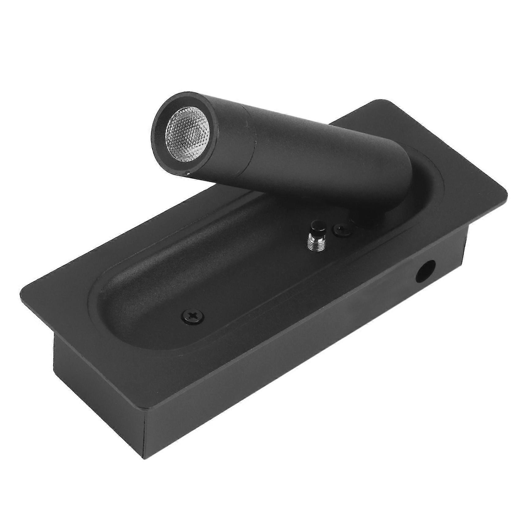 Auto-Switch LED Wall Sconce compatible with Bedside Reading, Recessed Headboard Lighting Black