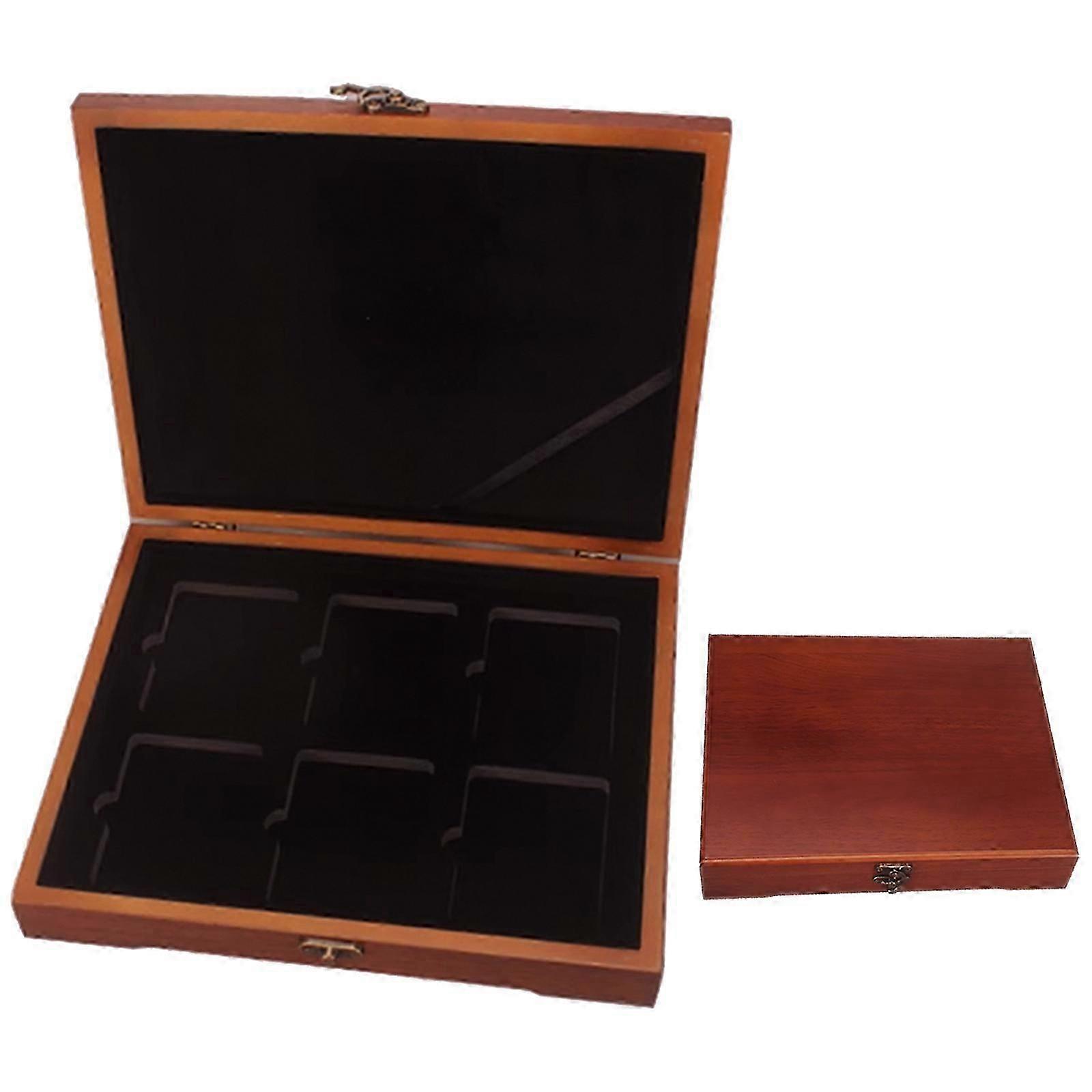Boîte de rangement en bois massif pour 6 supports certifiés Pcgs Ngc Js