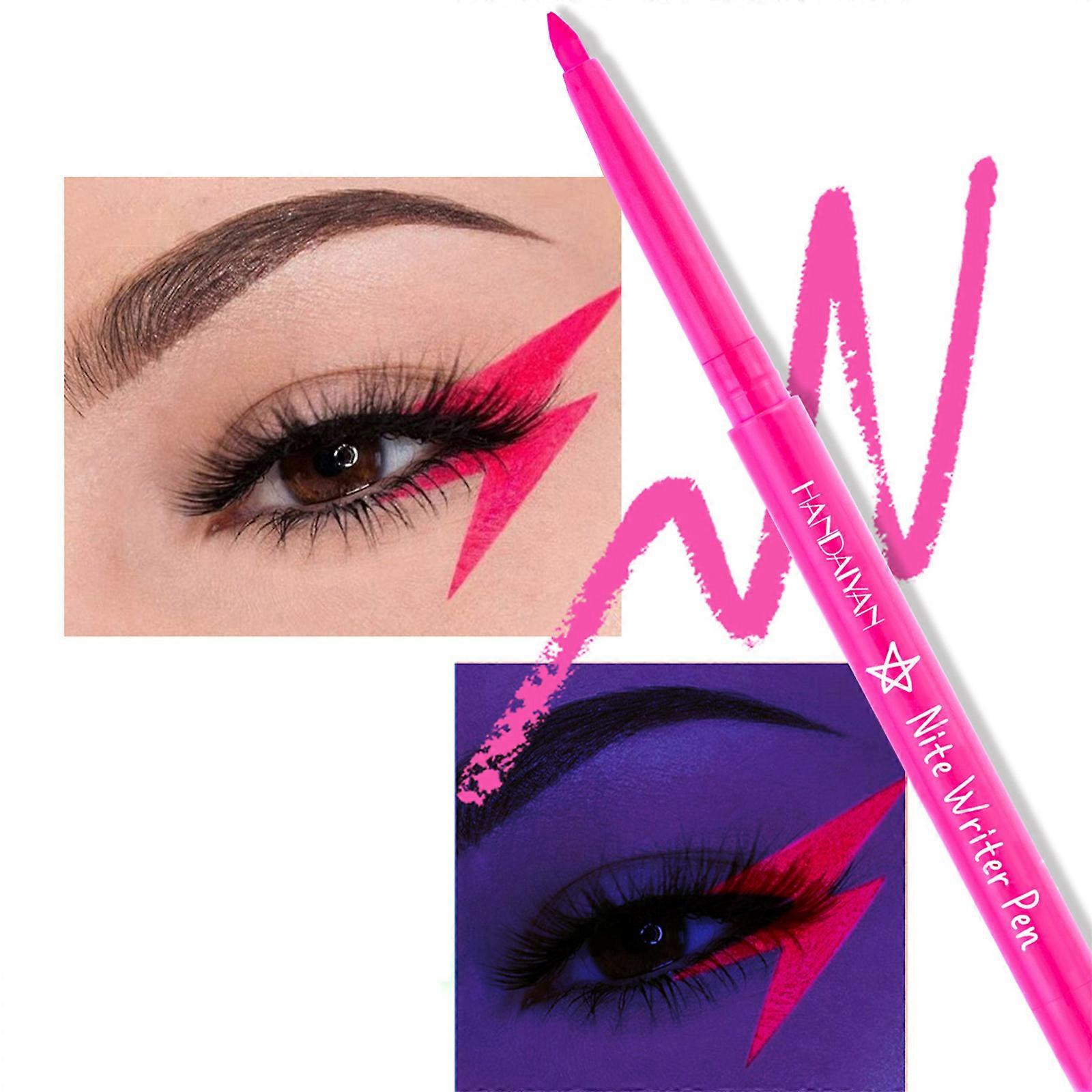 Halloween Glow Eyeliner Crayon de couleur liquide UV Imperméable à l’eau Résistant aux bavures Liner fluorescent coloré hautement pigmenté 7