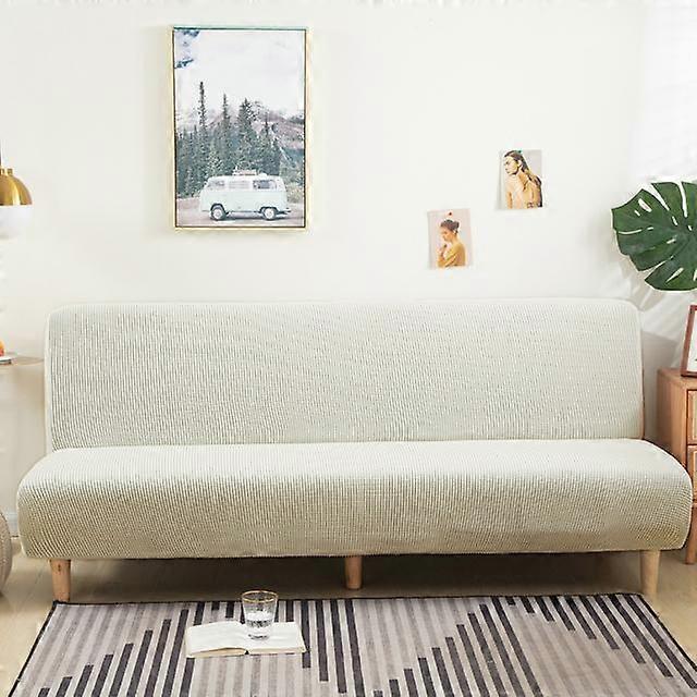 Solid Jacquard Folding Sofa Bed Cover For Living Room Armless Sofa Covers Elastic Spandex Material Soft Slipcovers