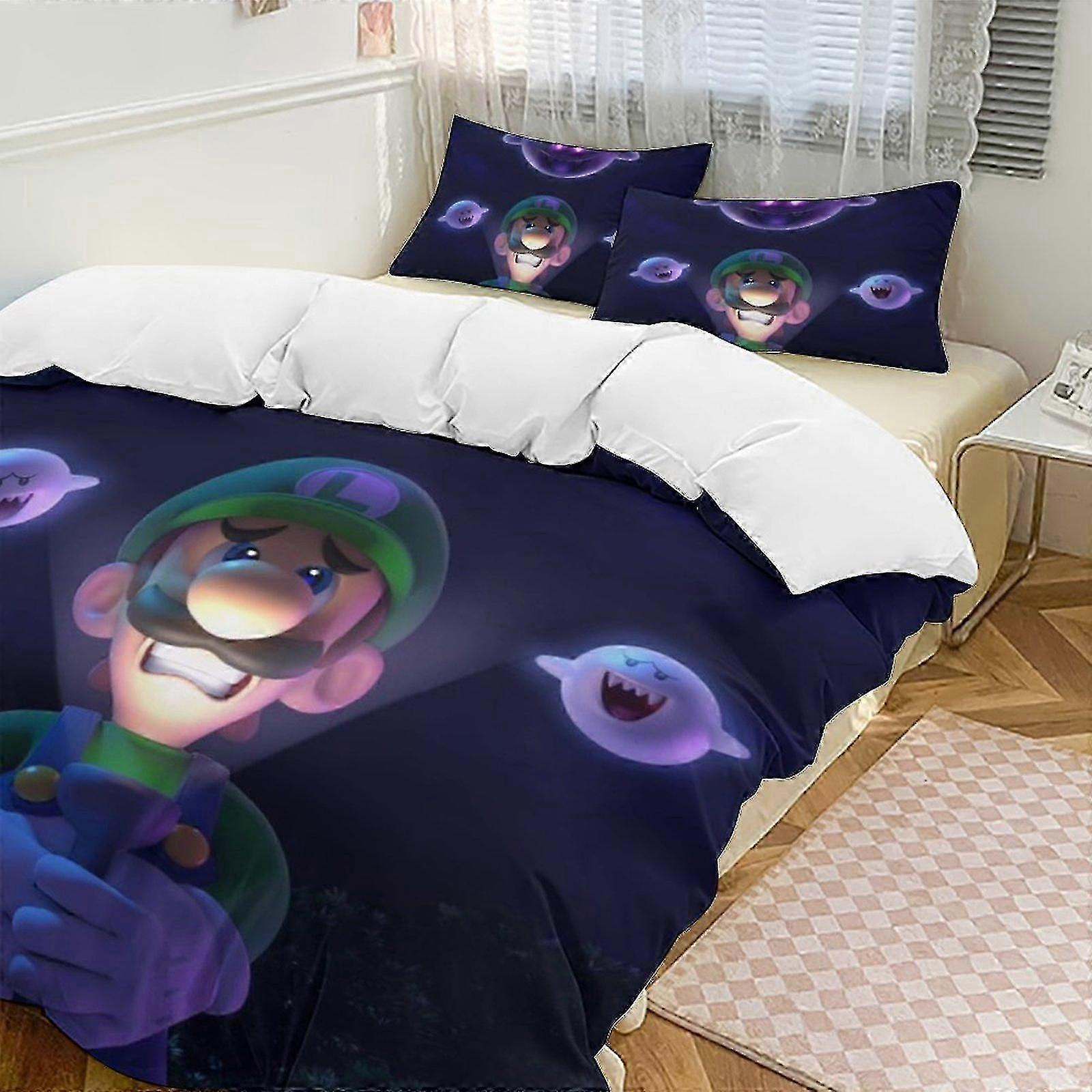 o2011 Prześcieradła Luigi's Mansion Puchowa poszwa na kołdrę Zestaw pościeli z mikrofibry, (1 poszewka na kołdrę i 2 poszewki na poduszki) Prześcieradła fg2011