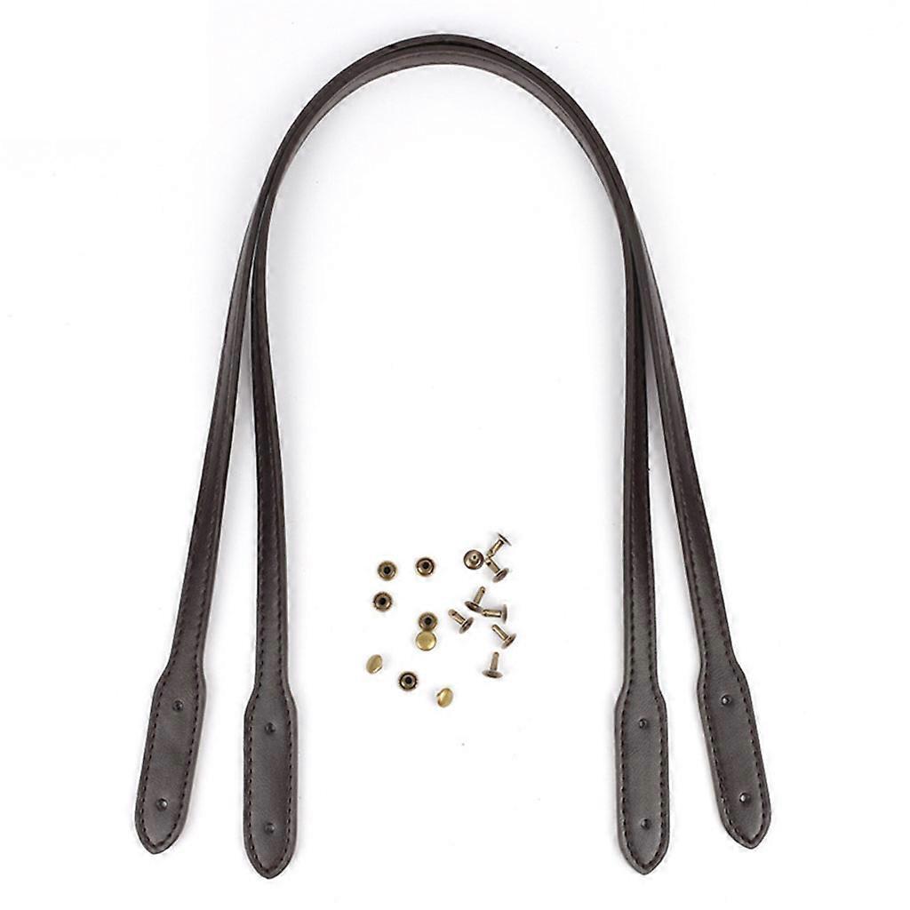 استبدال حقيبة حمل حزام أنيق بو جلد ورقة شكل المسامير الممتدة ملحقات الفرقة اليدوية 72 سم للنساء 2 قطعة / زوج قهوة