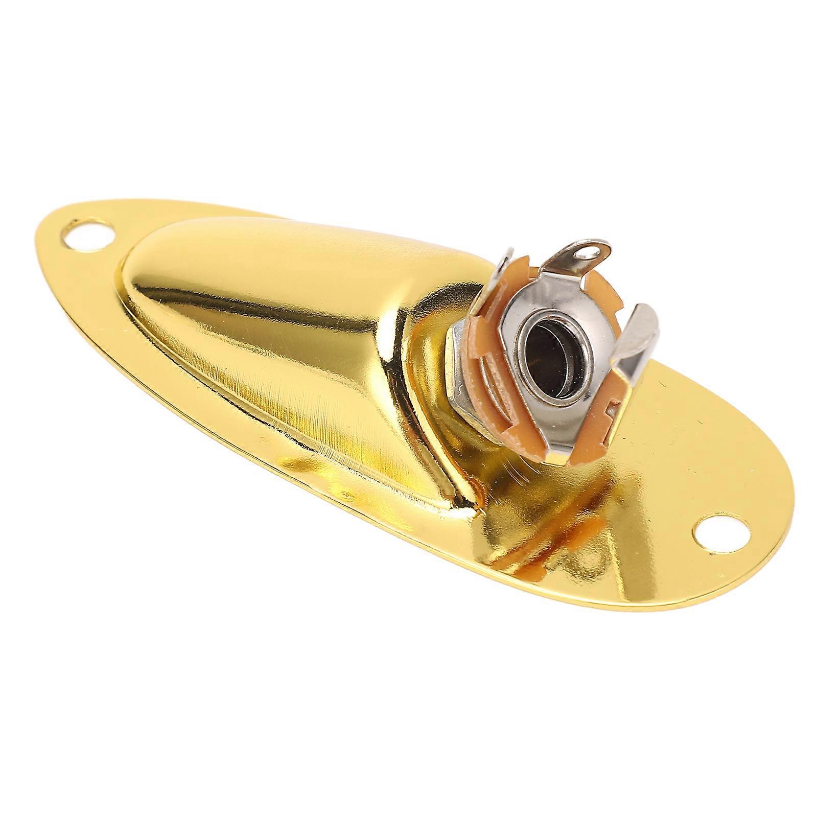 Guitar Input Jack Boat Style 6.35mm Metal Electric Guitar Input Output Socket with 2 String Fixators GT49 Gold 