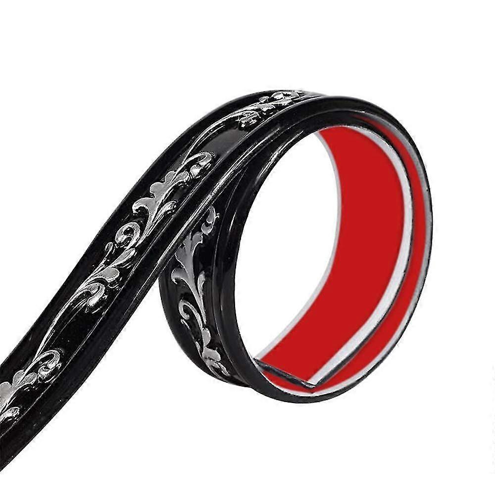 5m Trim Self Adhesive,3d Waterproof  Wall Lines(black+silver)