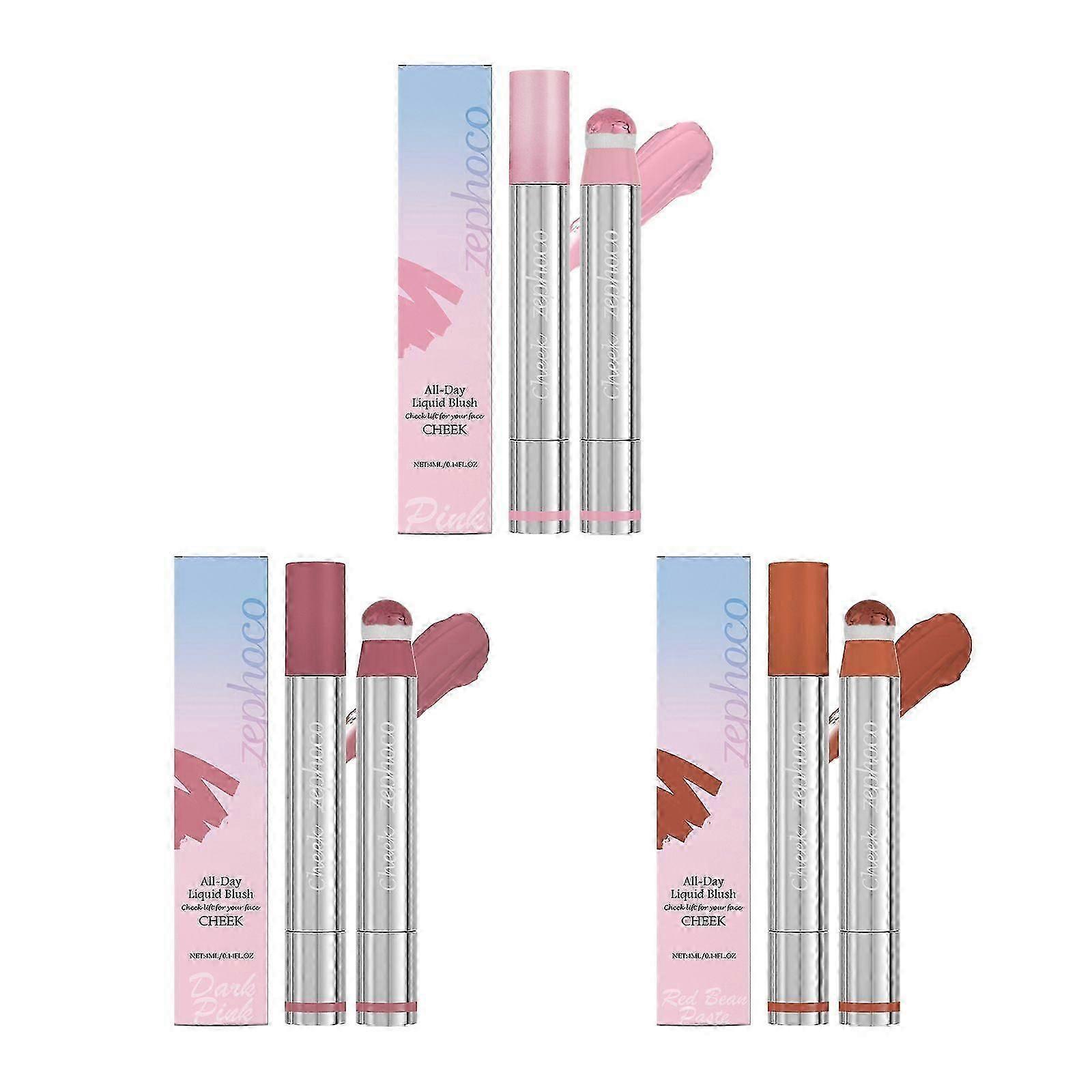 3Pcs Blush Stick - Lipstick and Blush Duo, Tinted Lip Balm, Moisturizing and Nourishing, Glossy Finish, Apply to Face and Lips