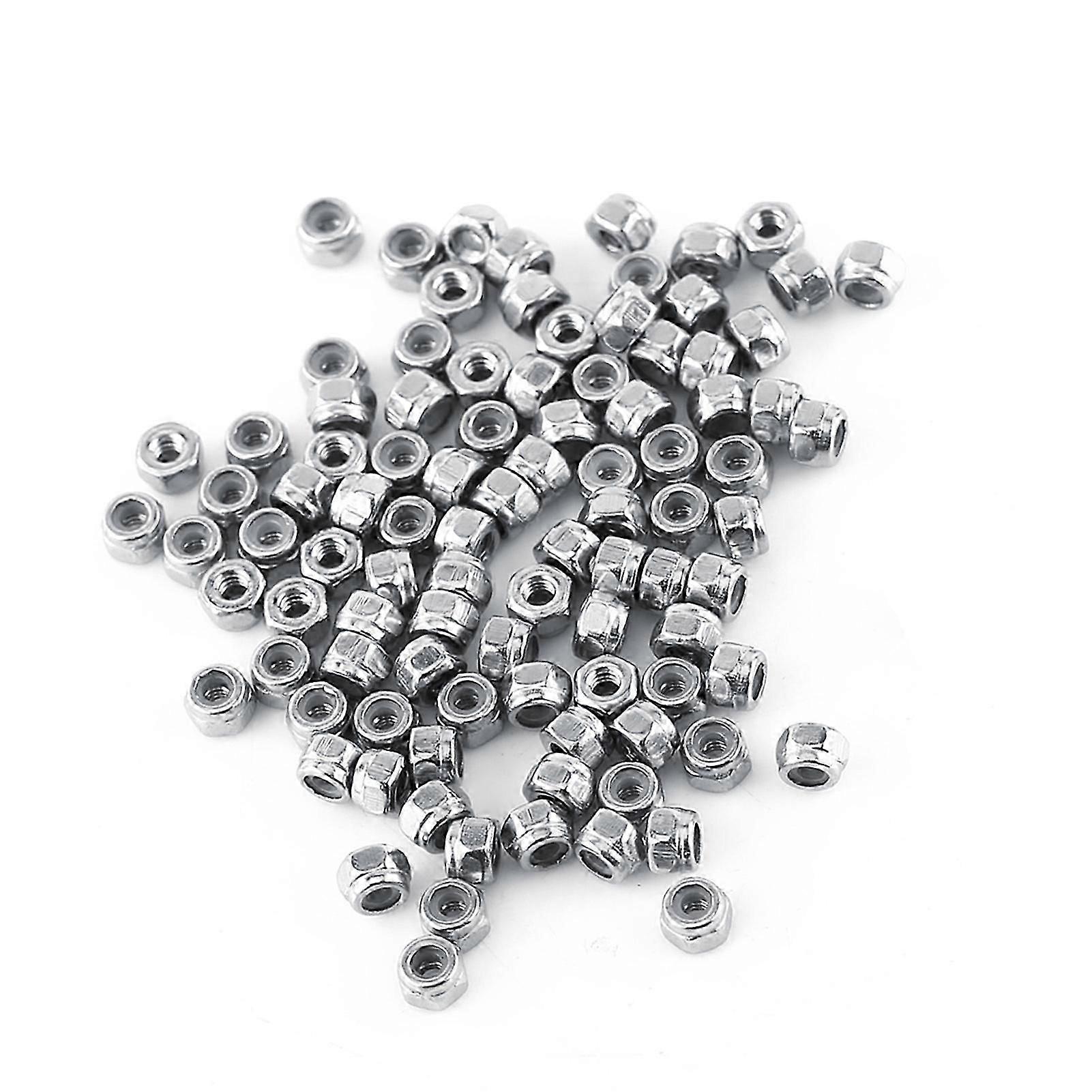 SS304 Stainless Steel Hex Lock Nuts Set with Nylon Insert (M2, 100pcs)