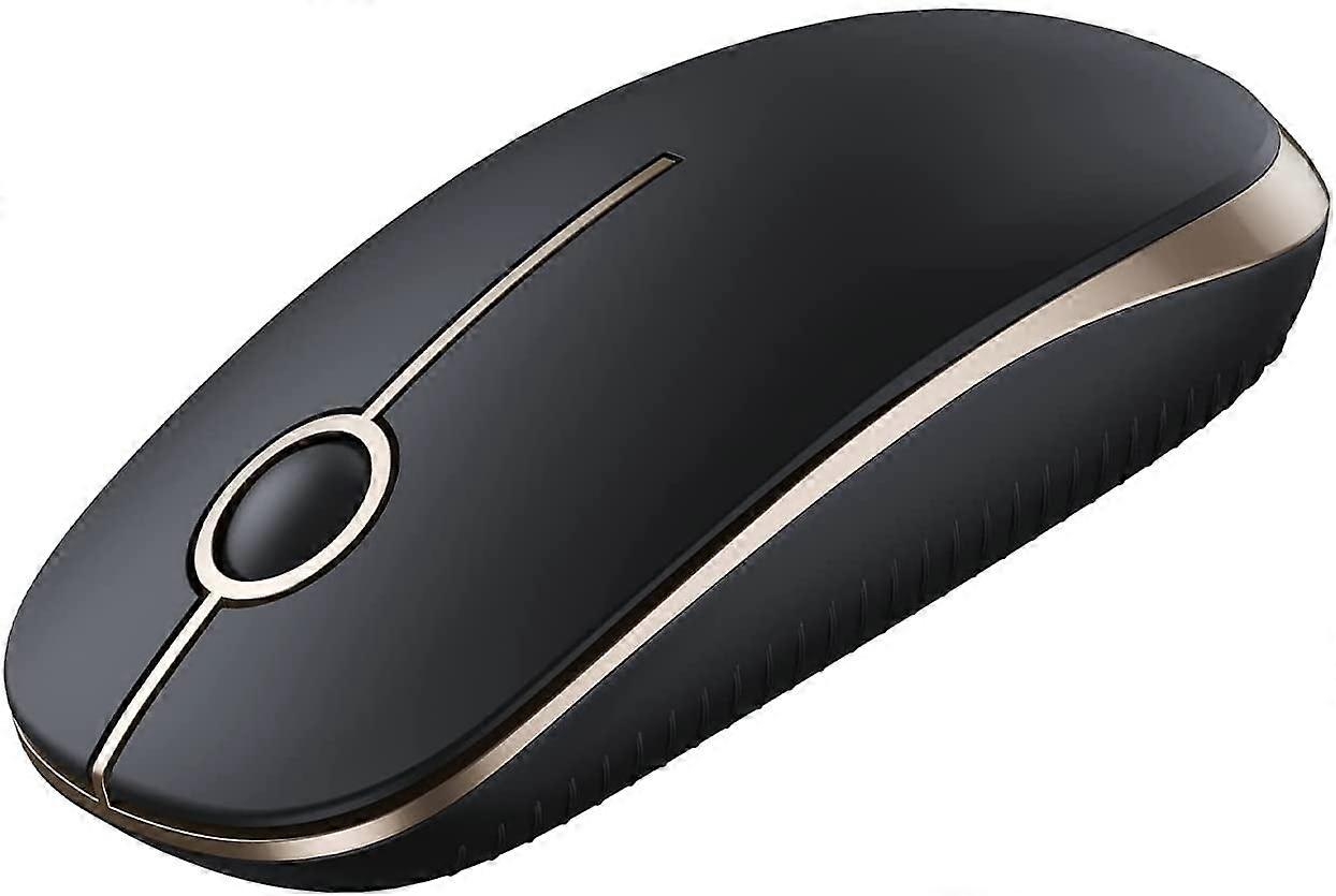 Wireless Mouse, 2.4G Ultra-thin Portable Computer Mouse, Suitable for PC, Laptop, Computer Black and Gold
