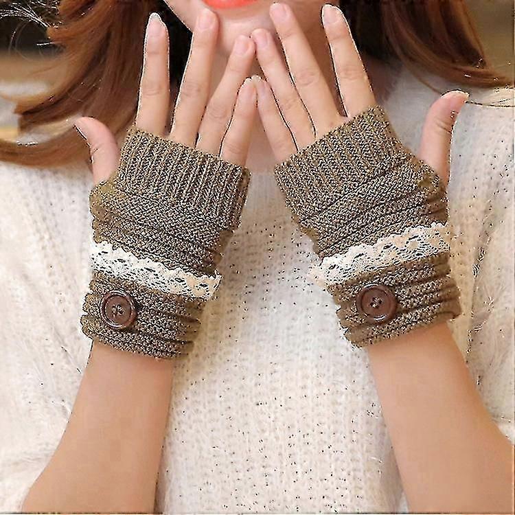 3-Pair Knitted Fingerless Gloves Light Grey