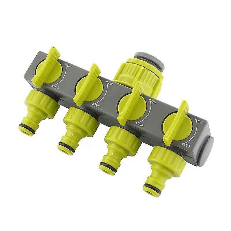 Garden Lawn Watering EU Threaded Faucet One Input Four Output Valve Diverter Green And Gray