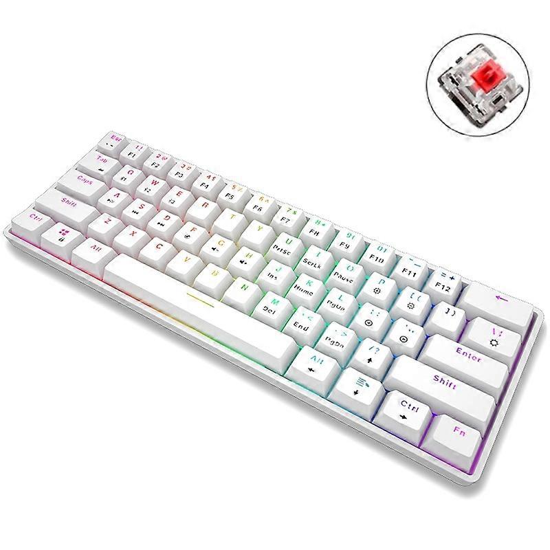 LEAVEN K28 61 Κλειδιά Gaming Office Computer RGB Wireless Bluetooth + Wired Dual Mode Mechanical Keyboard, Cabel Μήκος:1.5m, Χρώμα: Κόκκινο Άξονας (Λευκό)
