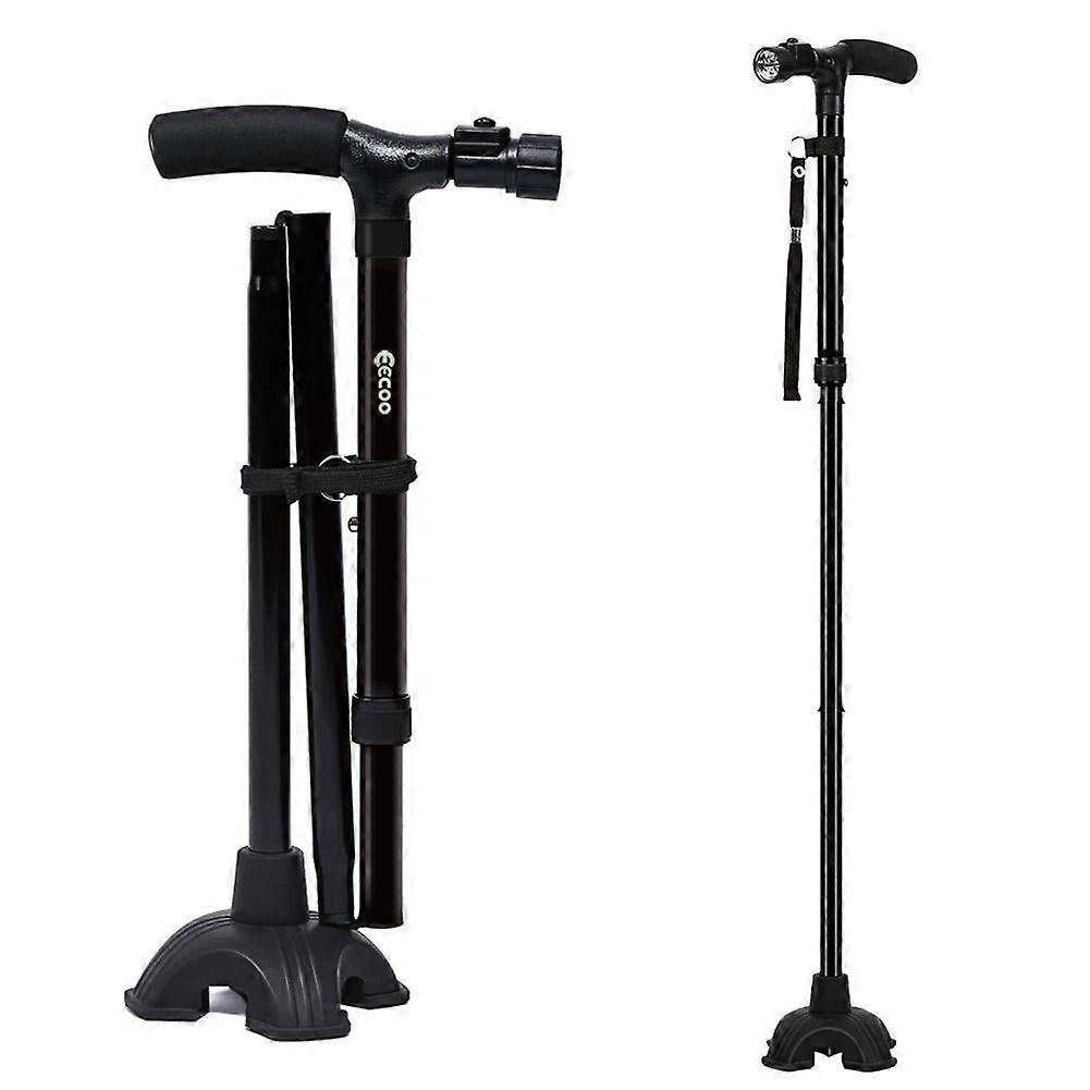 Self-Standing Folding Walking Cane with LED Light and Cushion Handle