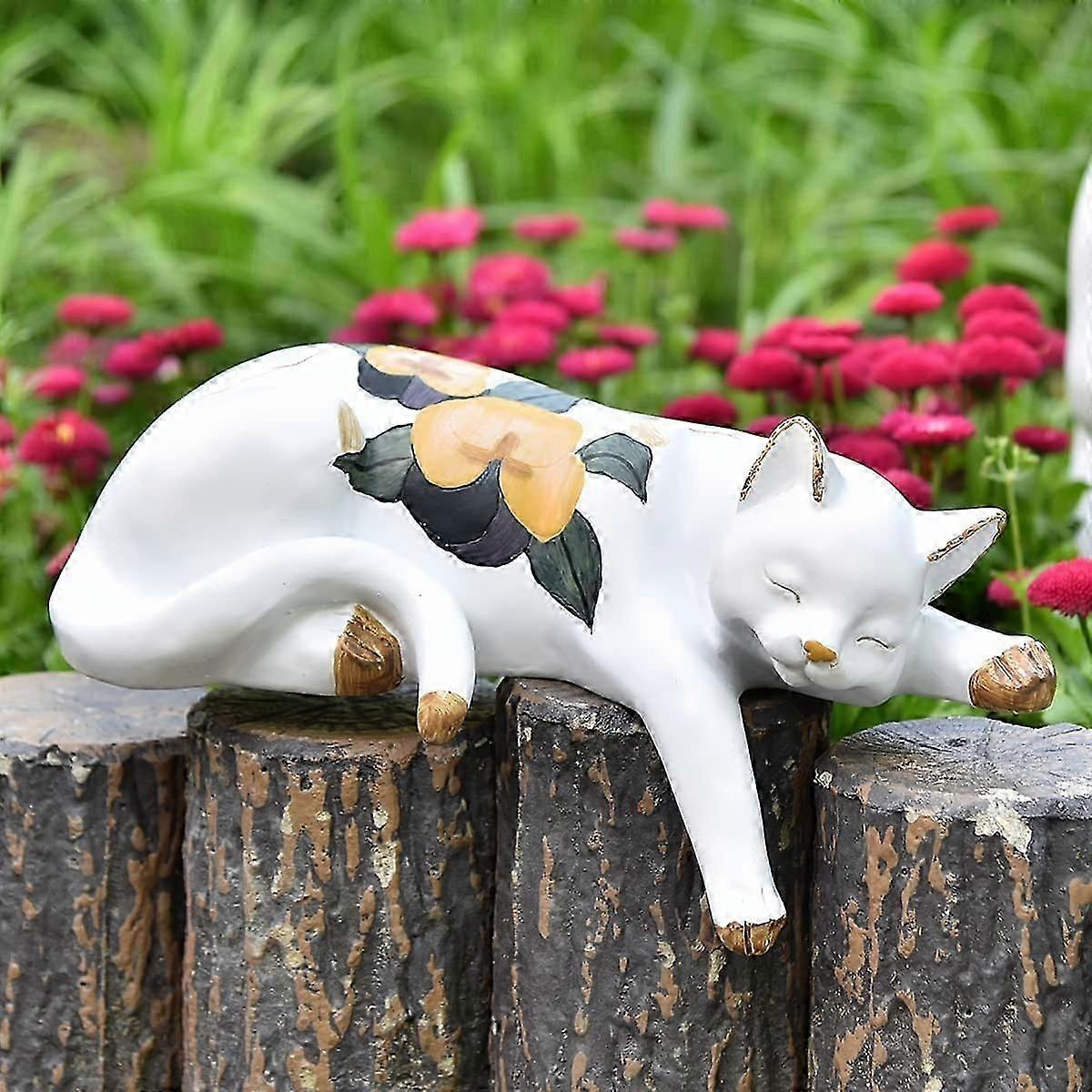 Adorable Sleeping Cat Garden Statue